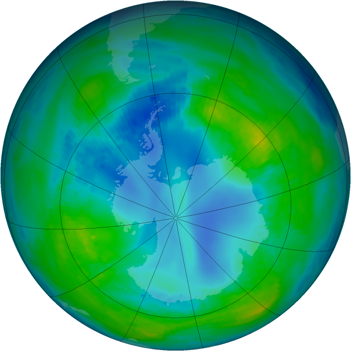 Antarctic ozone map for 02 May 1990